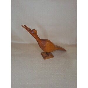 Vintage Wood Carved Bird Roadrunner Shaped 10" Tall x 6" Wide Art Deco